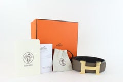 Hermès Taupe Gold 42mm Reversible H Logo Kit 11hz1126 Belt