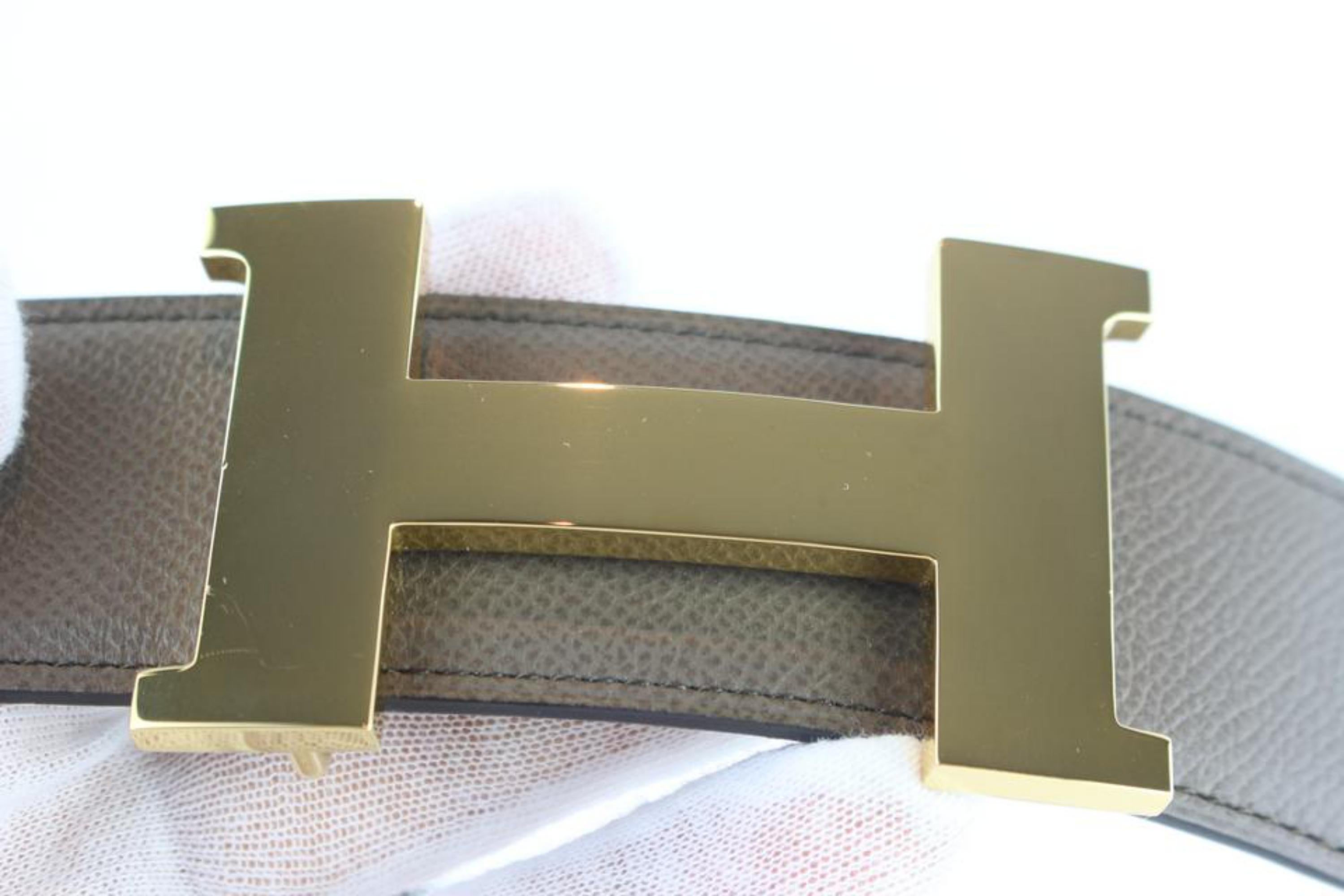 Hermès Taupe Gold 42mm Reversible H Logo Kit 11hz1126 Belt For Sale 4