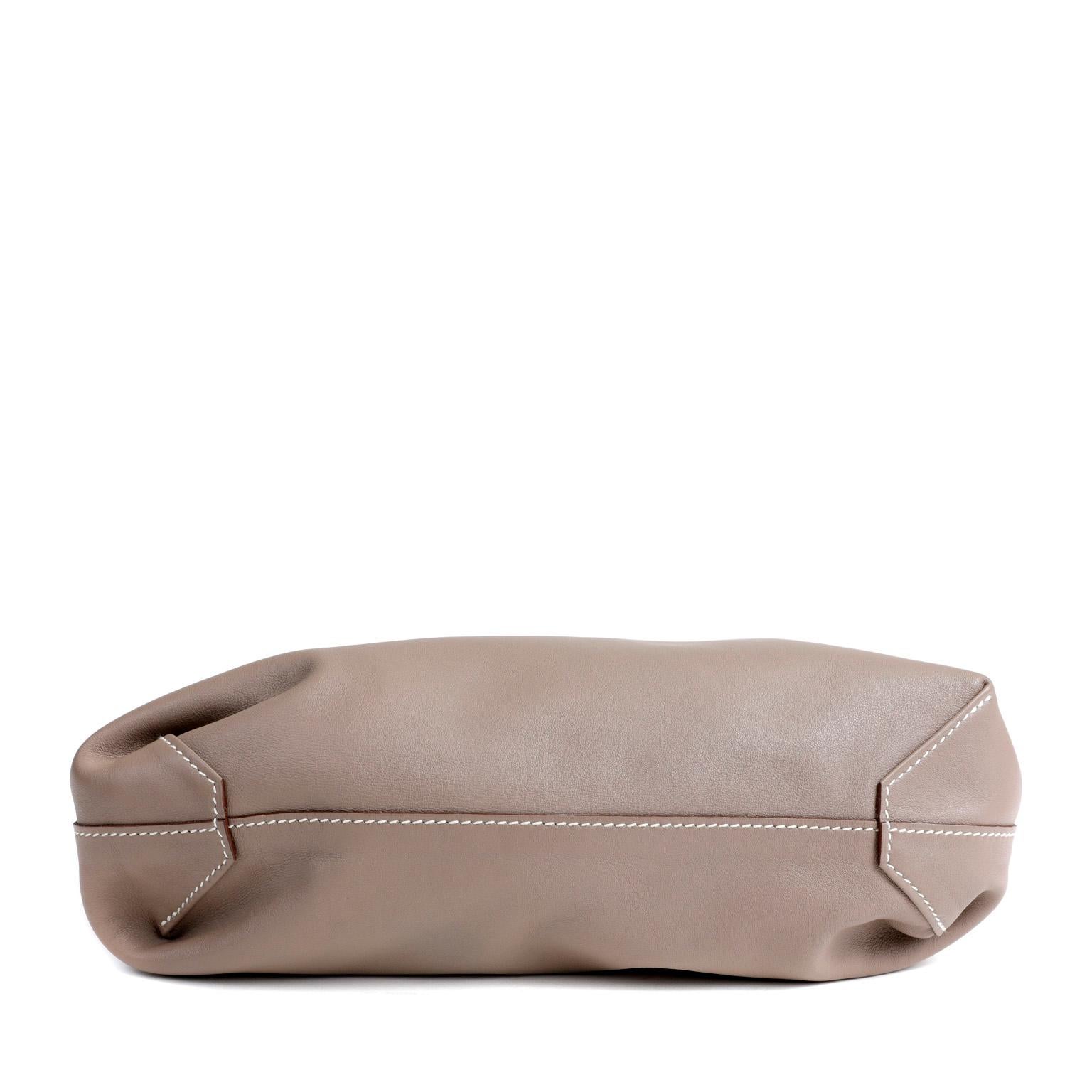 taupe leather tote bag