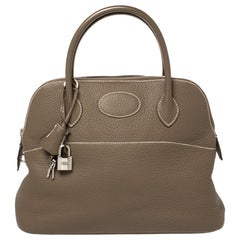 Hermes Taupe Grey Clemence Leather Bolide 31 Bag