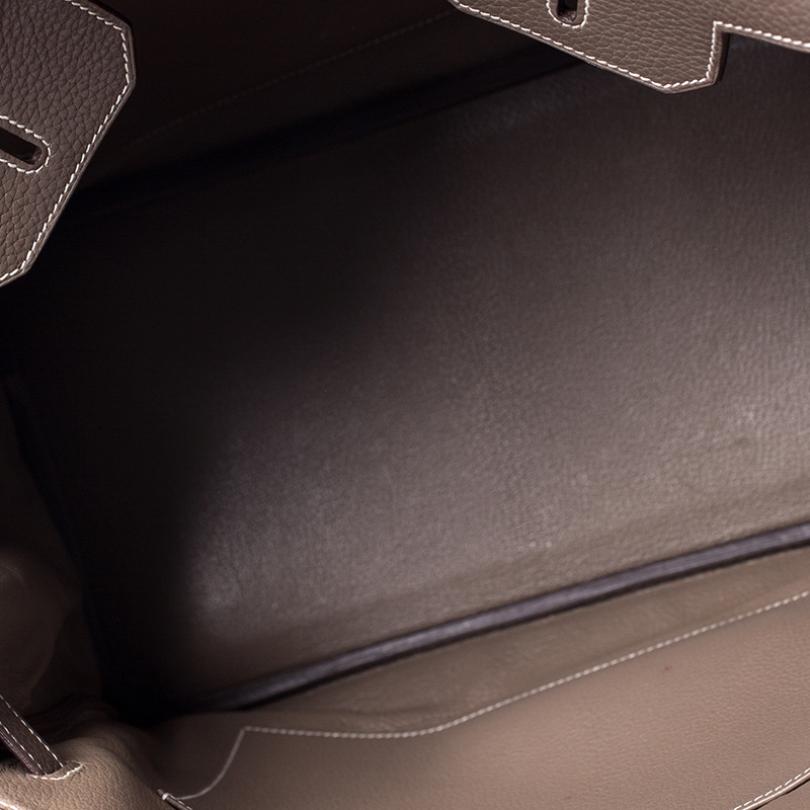 Hermes Taupe Grey Clemence Leather Palladium Hardware Birkin 35 Bag 5