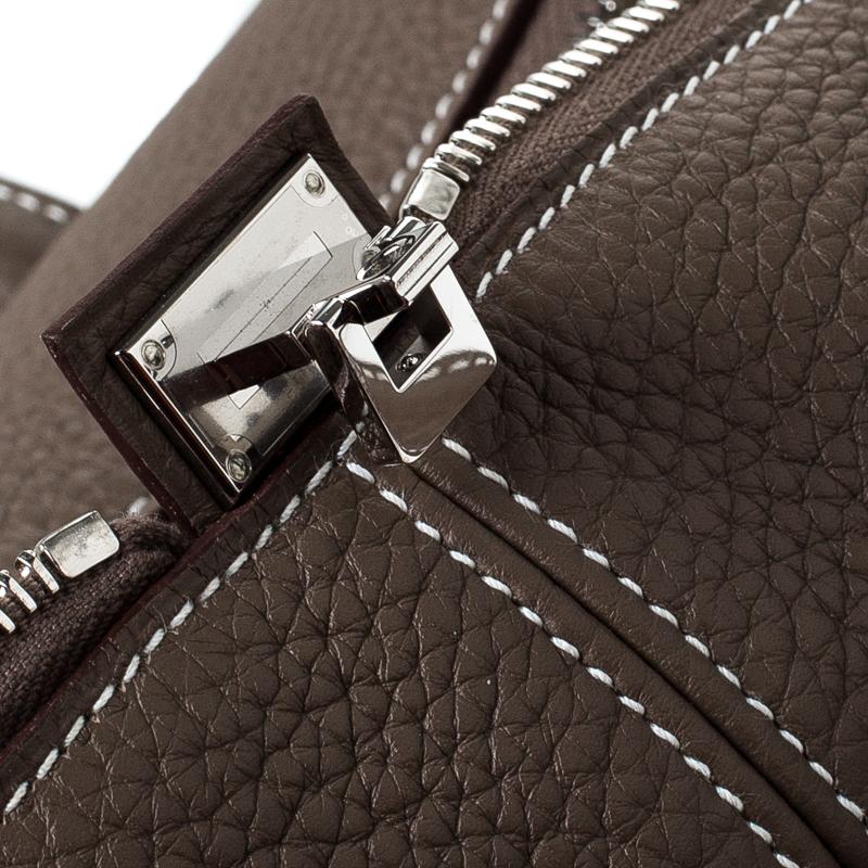 Hermes Taupe Grey Clemence Leather Victoria II Bag 7