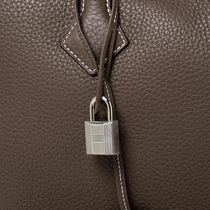 Hermes Taupe Grey Clemence Leather Victoria II Bag 2