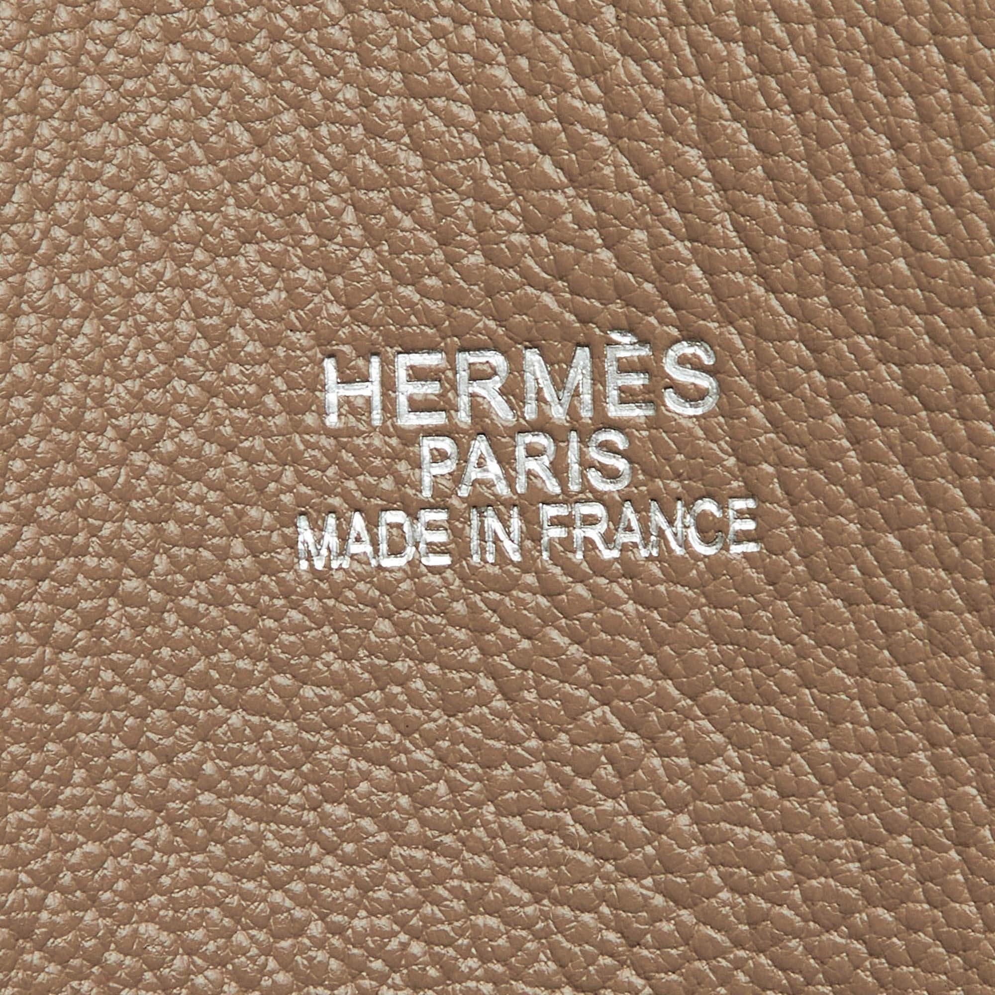 Hermes Taurillon Clemence Jypsiere 34 Tasche aus Leder in Taupegrau mit Palladium-Finish im Angebot 1