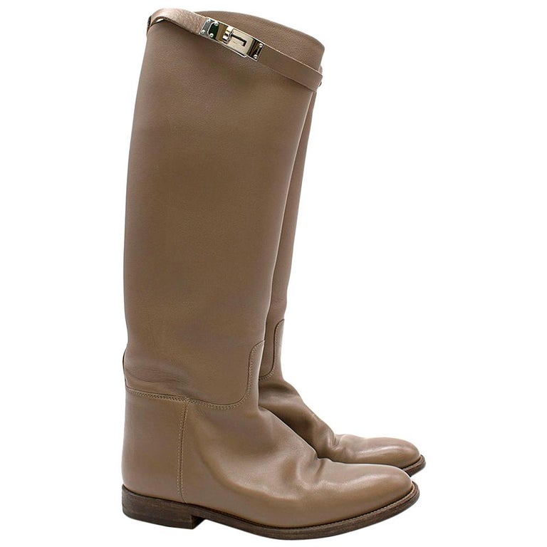 Hermes Taupe Kelly Strap Riding Boots SIZE 38 at 1stDibs