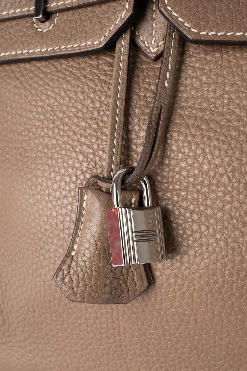 Hermès Taupe Leather Brikin Bag For Sale 6