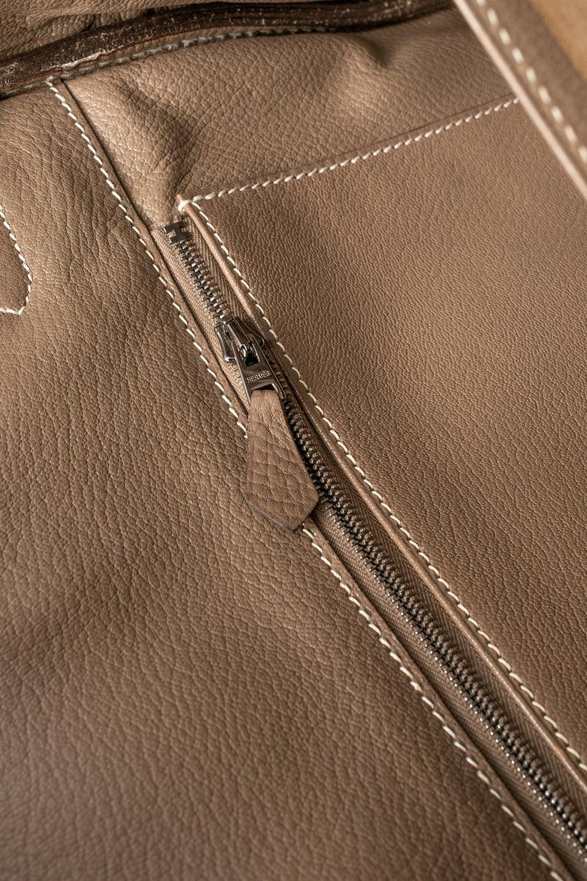 Hermès Taupe Leather Brikin Bag For Sale 7