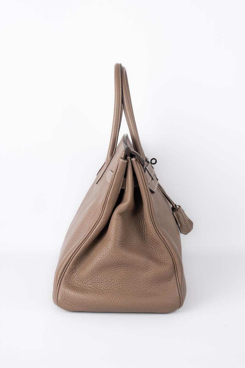 Women's Hermès Taupe Leather Brikin Bag For Sale