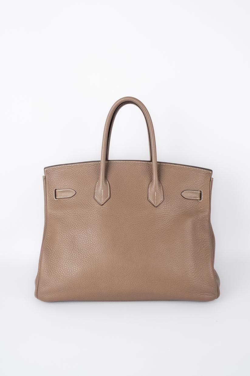 Hermès Taupe Leather Brikin Bag For Sale 1