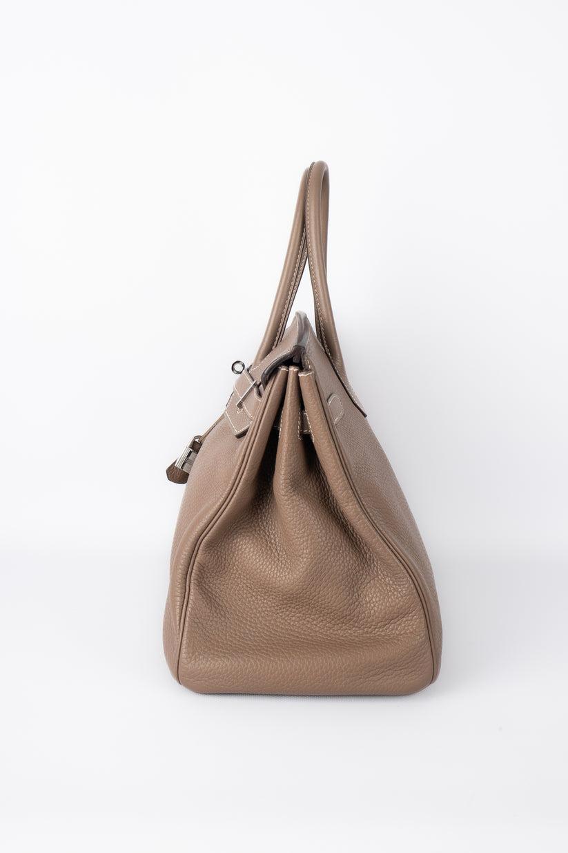 Hermès Taupe Leather Brikin Bag For Sale 2