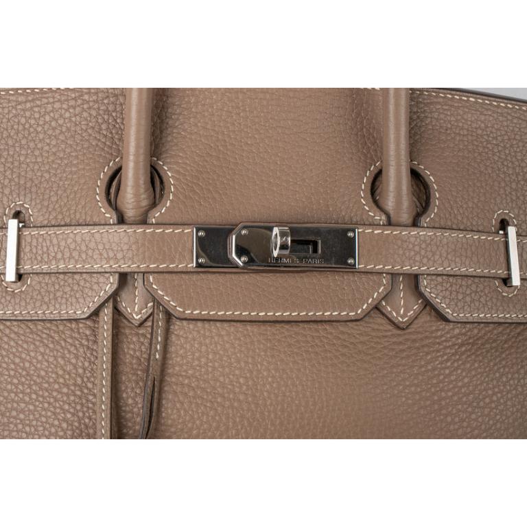 Hermès Taupe Leather Brikin Bag For Sale 3
