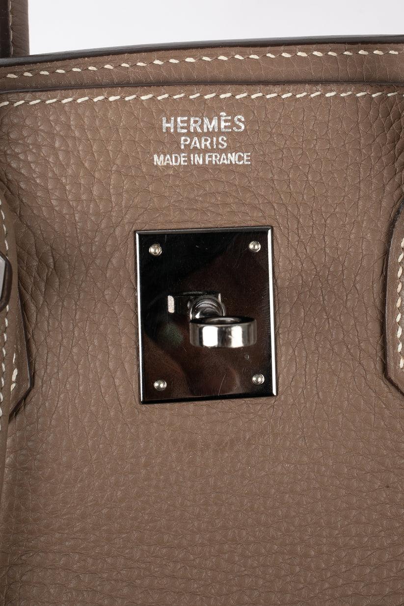 Hermès Taupe Leather Brikin Bag For Sale 4