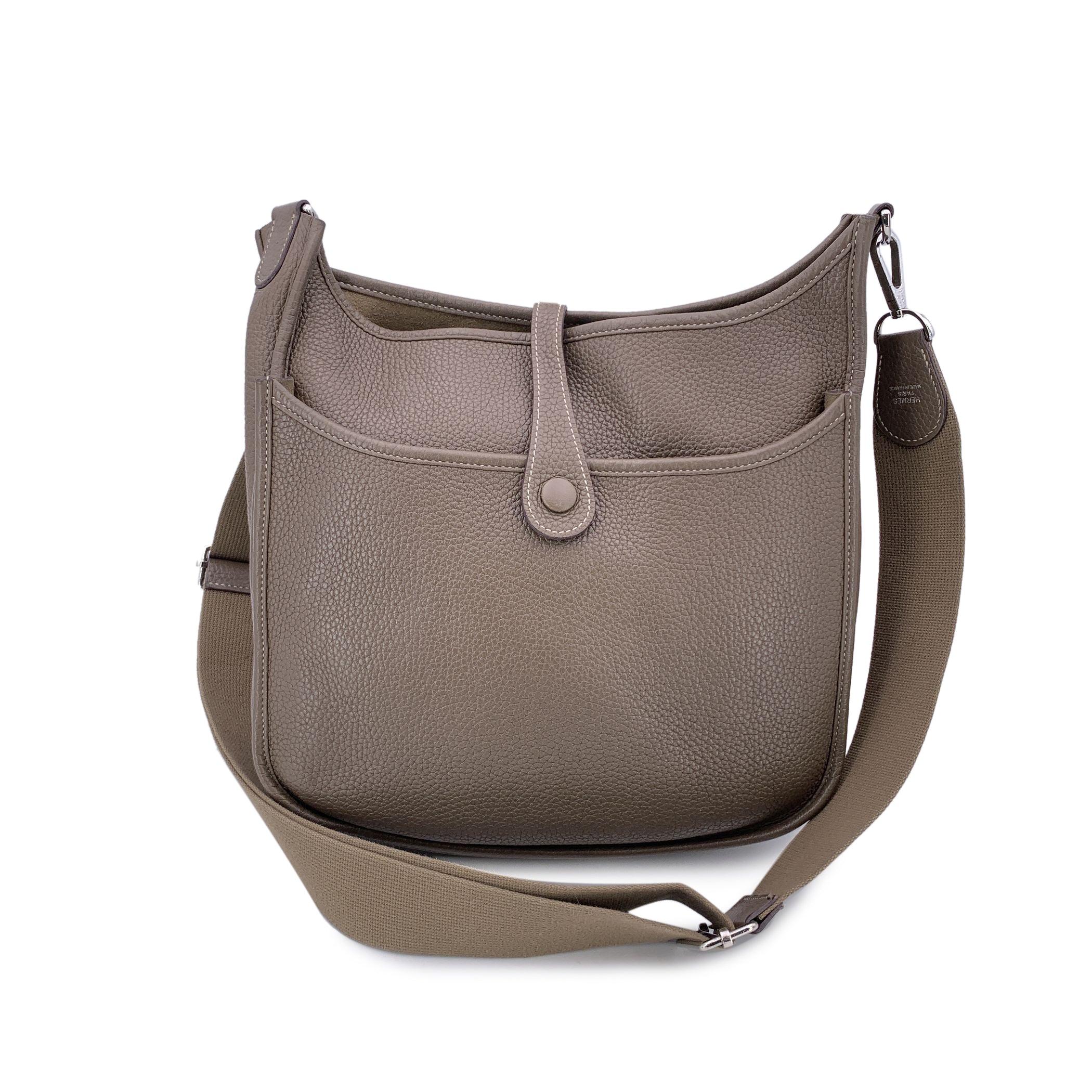 Gray Hermes Taupe Leather Evelyne III 29 Shoulder Crossbody Bag