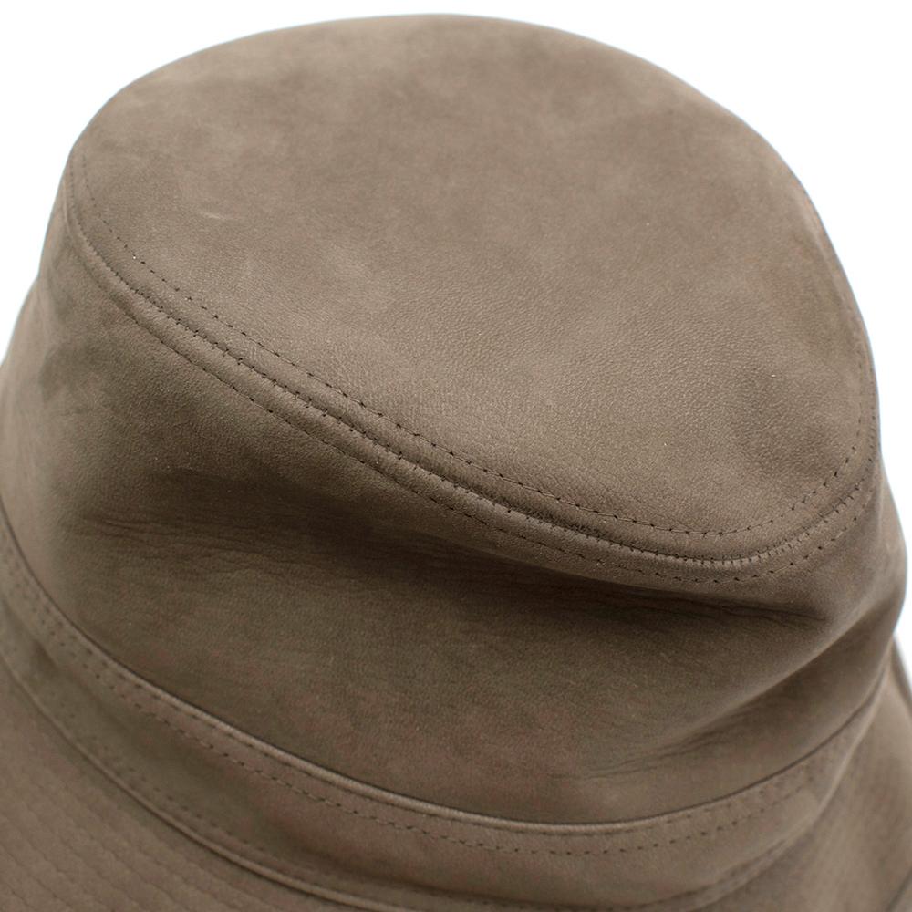 Brown Hermes Taupe Suede Lambskin Bucket Hat For Sale