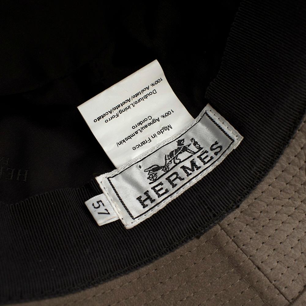 Women's or Men's Hermes Taupe Suede Lambskin Bucket Hat For Sale