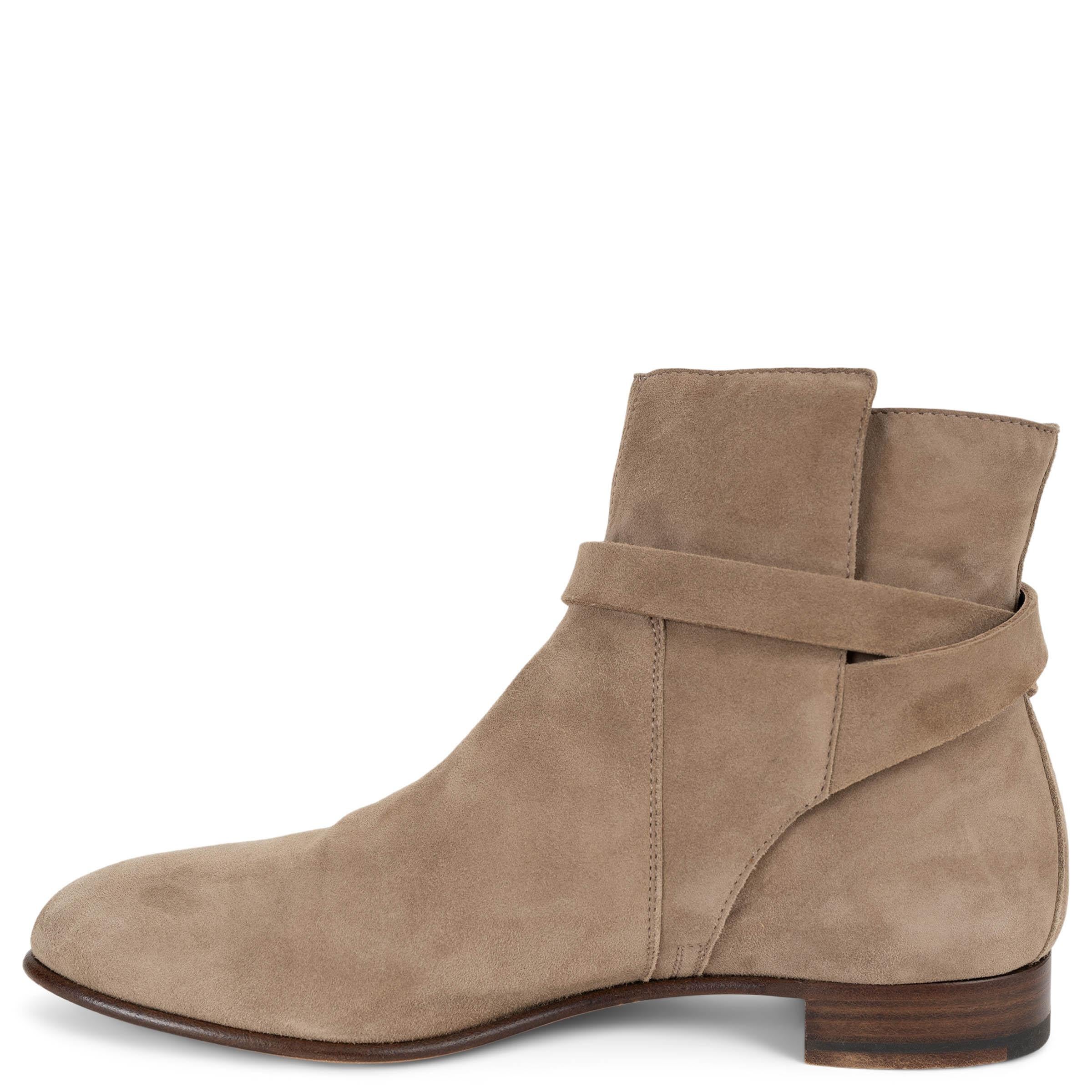 HERMES taupe suede NEO Ankle Boots Shoes 36.5 In Excellent Condition For Sale In Zürich, CH