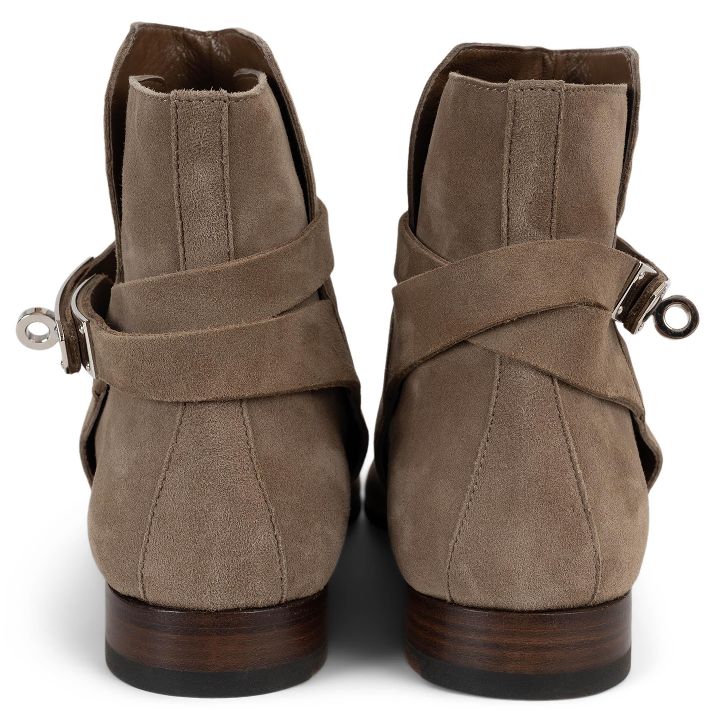 Women's HERMES taupe suede NEO Ankle Boots Shoes 36.5 For Sale