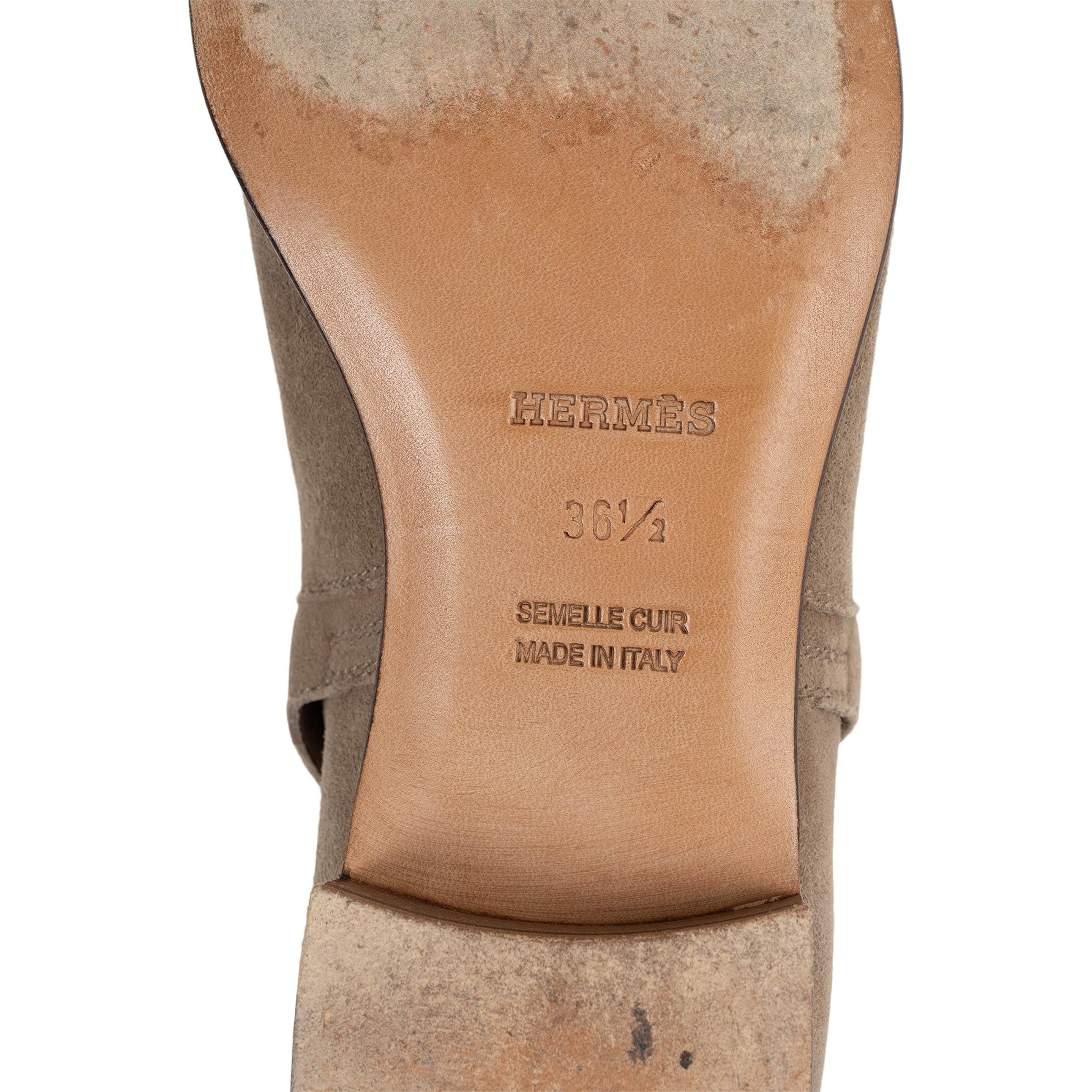 HERMES taupe suede NEO Ankle Boots Shoes 36.5 For Sale 5