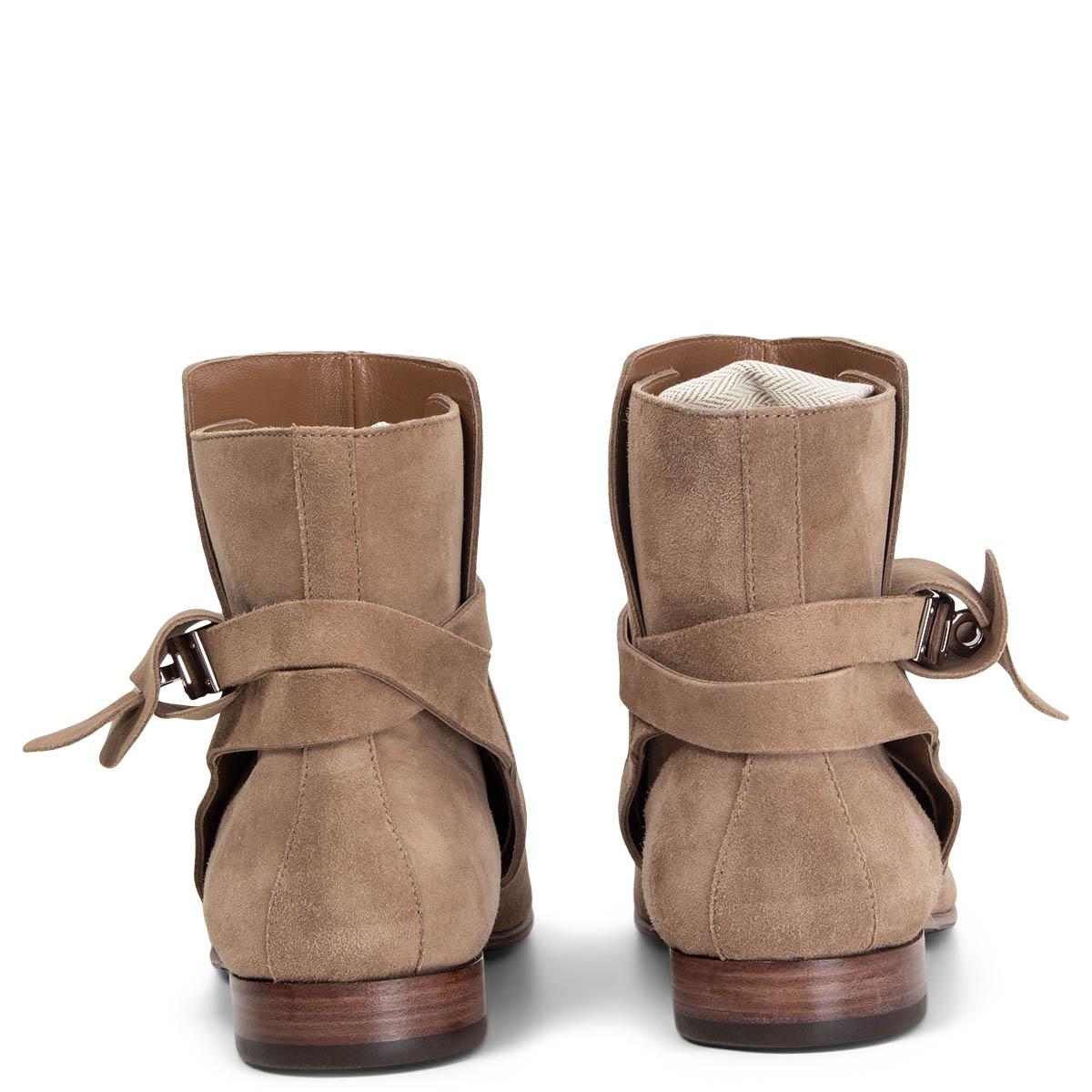 Brown HERMES taupe suede NEO Desert Ankle Boots Shoes 39 Marron Canelle