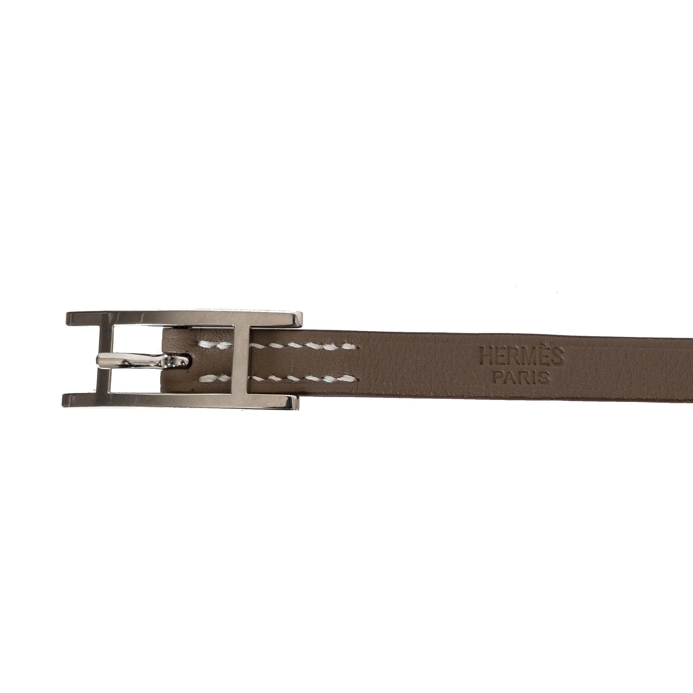 Women's HERMES taupe Swift leather HAPI 3 TOUR Wrap Bracelet For Sale