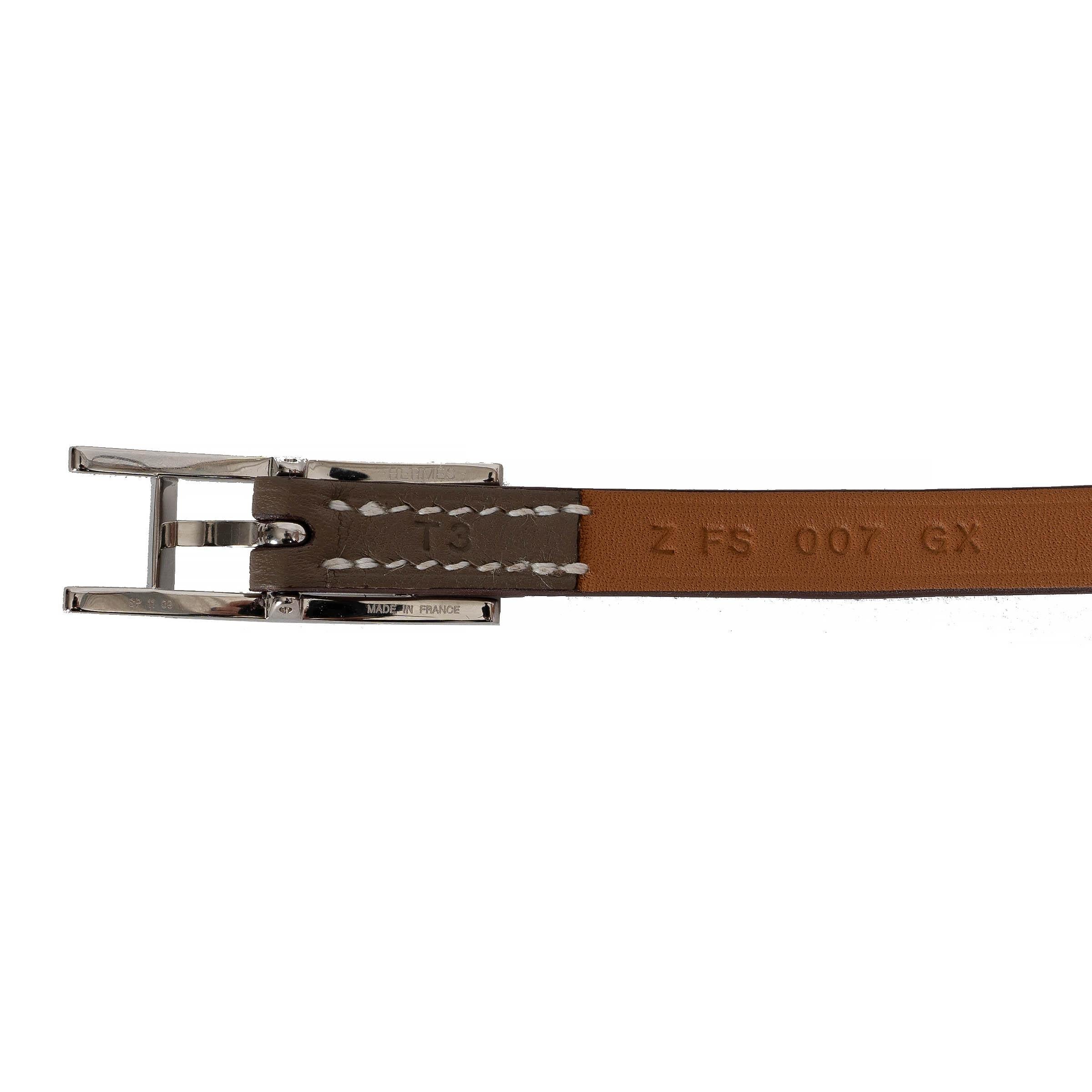 HERMES taupe Swift leather HAPI 3 TOUR Wrap Bracelet For Sale 1