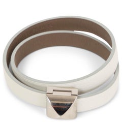 HERMES taupe white Etoupe/Blanc MEDOR INFINI DOUBLE TOUR Bracelet T2 Palladium