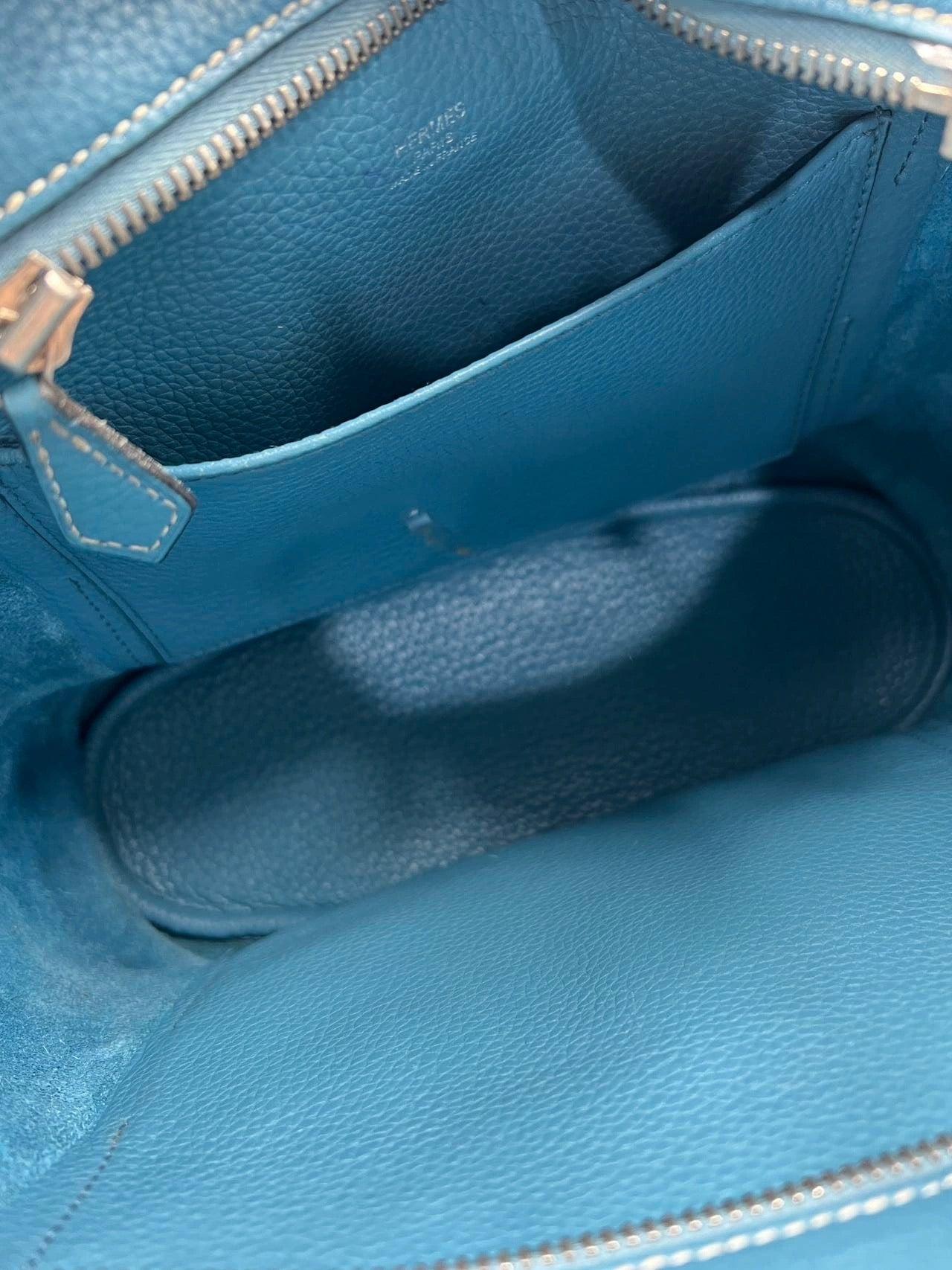 Hermès Taurillon Clemence Good News 28 PM Blue Jeans Hobo Crossbody Bag For Sale 10