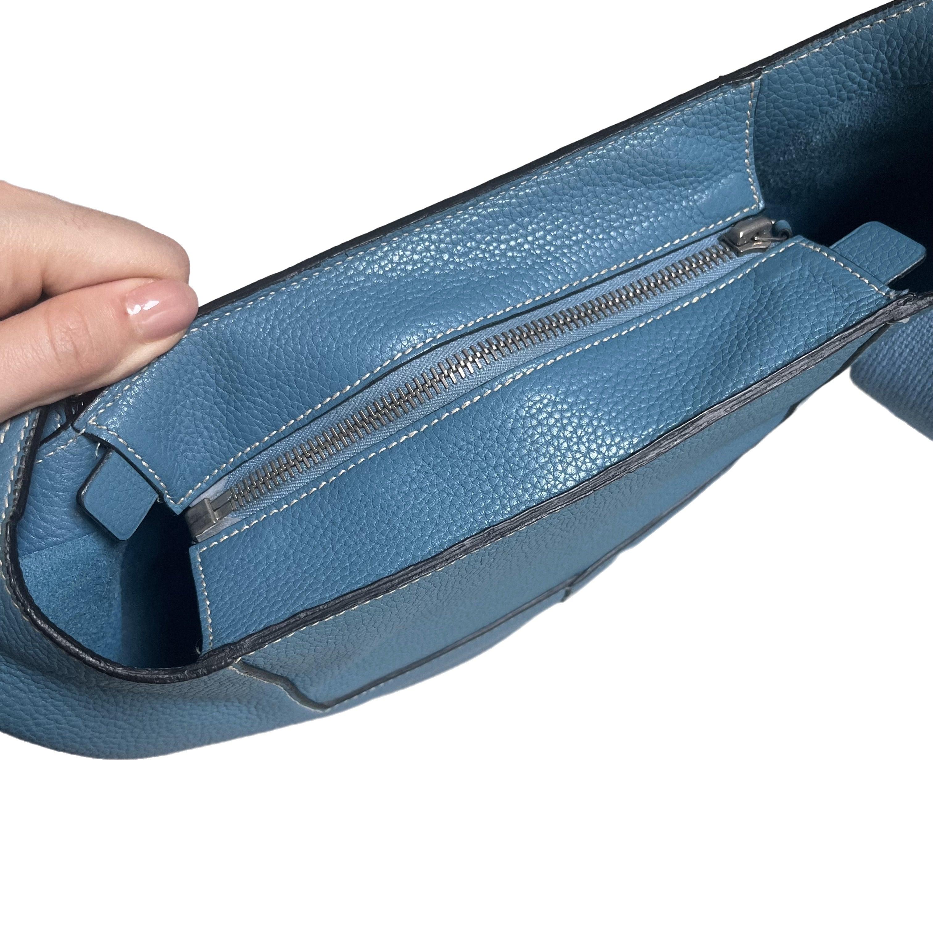 Hermès Taurillon Clemence Good News 28 PM Blue Jeans Hobo Crossbody Bag For Sale 2