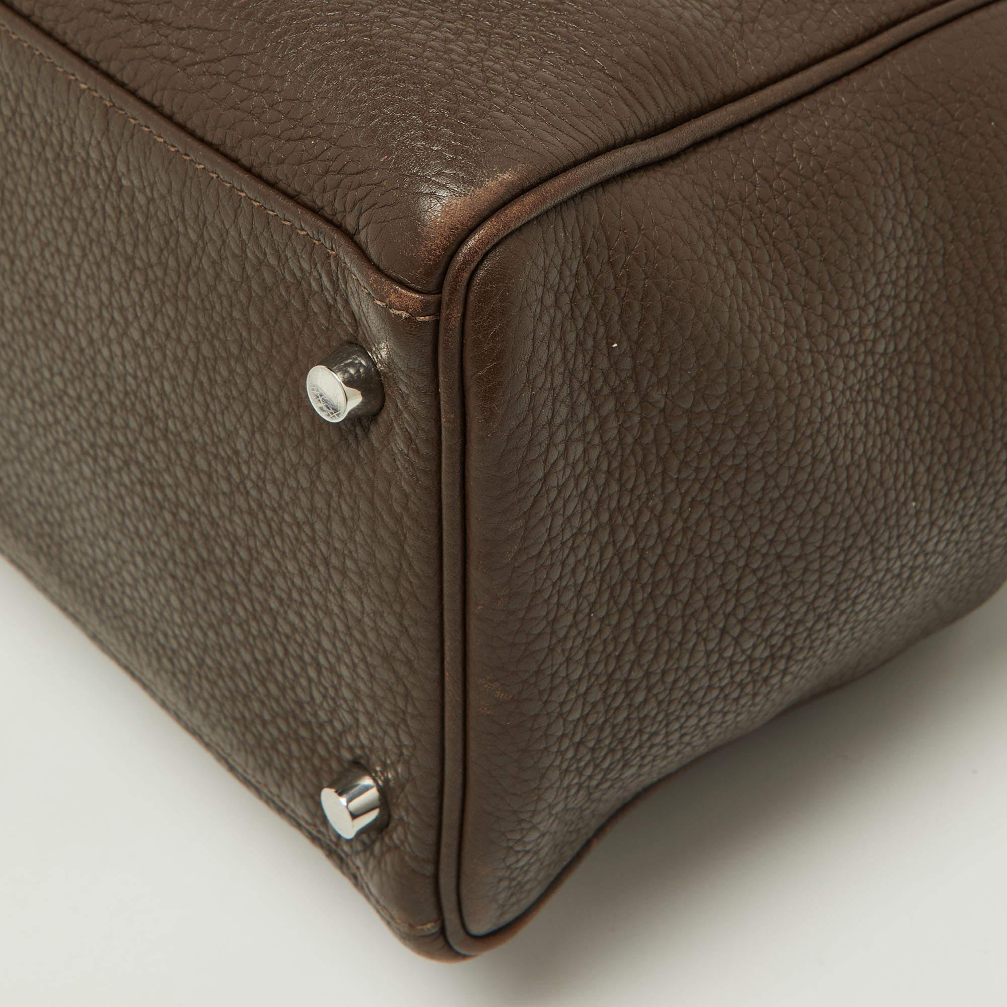 Hermes Taurillon Clemence Leather Palladium Finish Kelly Retourne 40 Bag For Sale 9