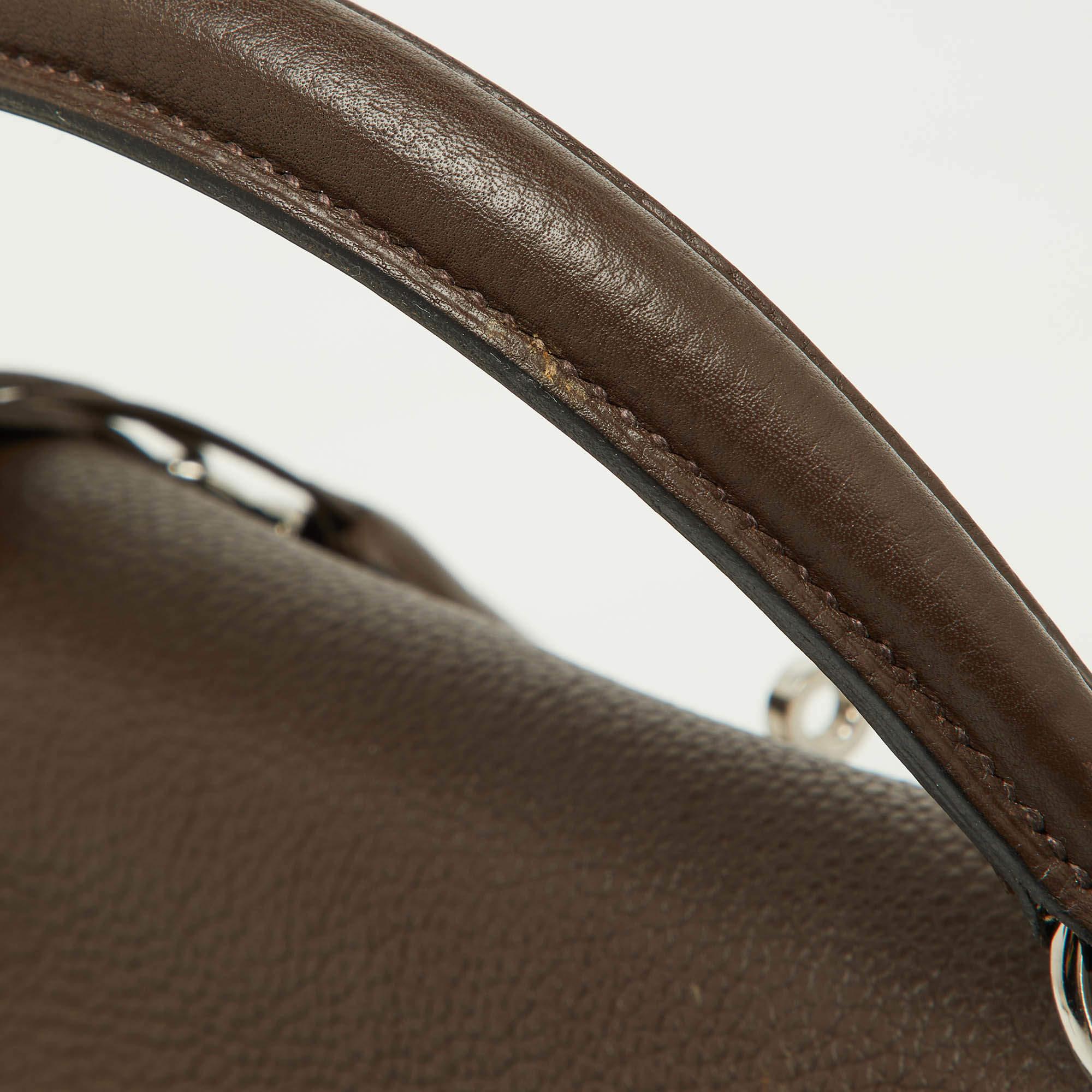Hermes Taurillon Clemence Leather Palladium Finish Kelly Retourne 40 Bag For Sale 10