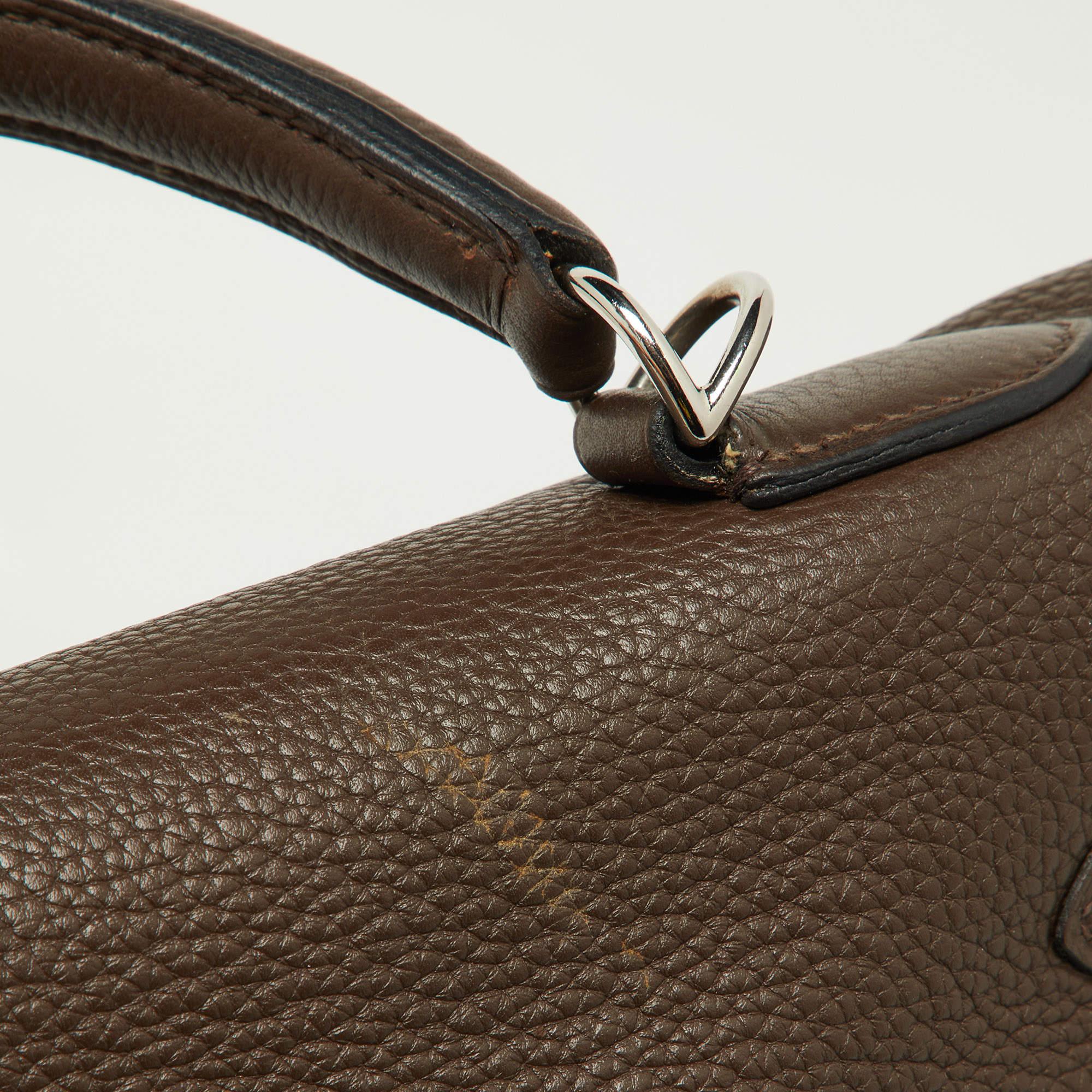 Hermes Taurillon Clemence Leather Palladium Finish Kelly Retourne 40 Bag For Sale 2