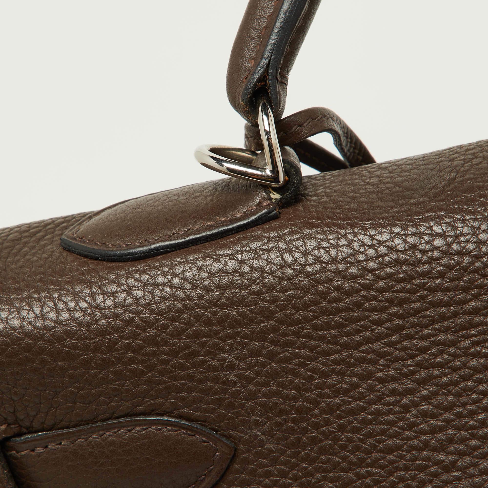 Hermes Taurillon Clemence Leather Palladium Finish Kelly Retourne 40 Bag For Sale 3