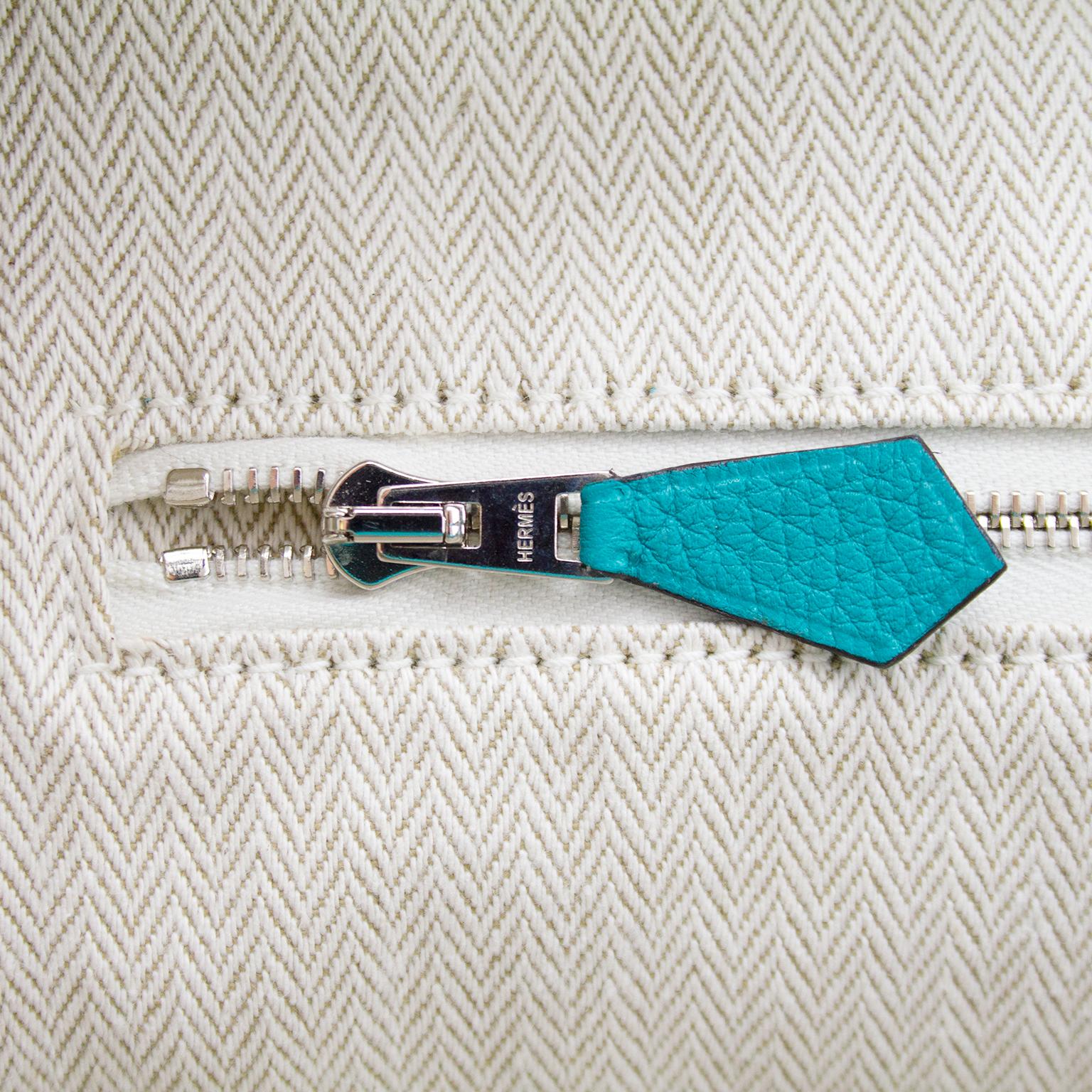 Hermes Taurillon Clemence Novillo Victoria II 35 in Turquoise 3