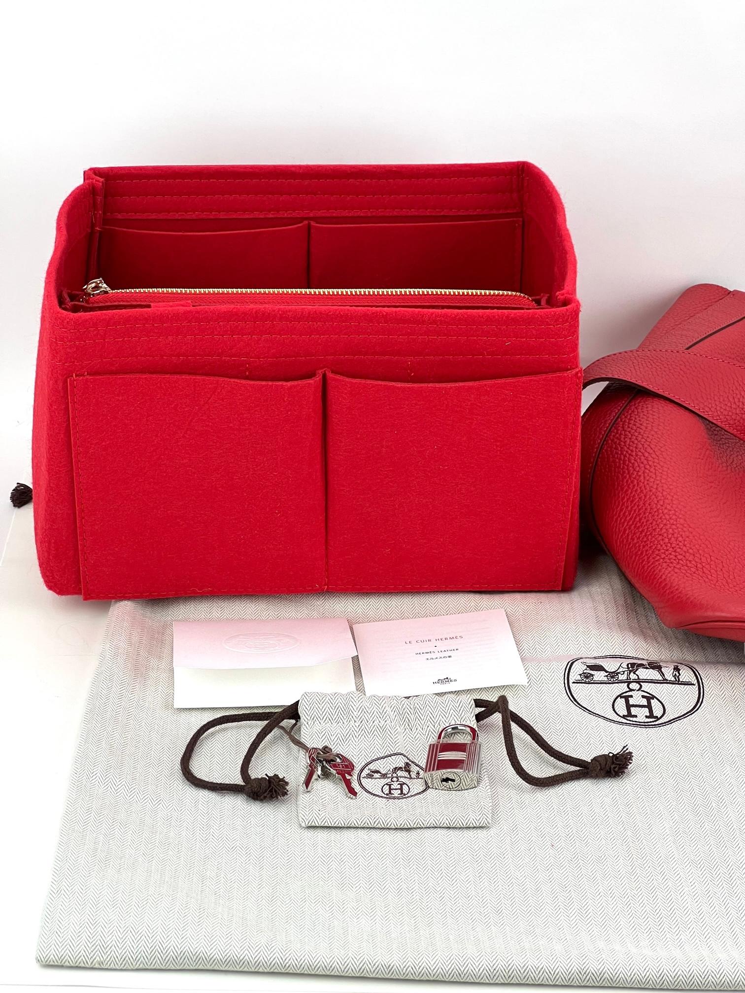 Hermes Taurillon Clemence Picotin Lock  31 TGM Rouge Casaque Tote 9
