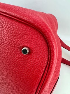 Hermes Taurillon Clemence Picotin Lock  31 TGM Rouge Casaque Tote
