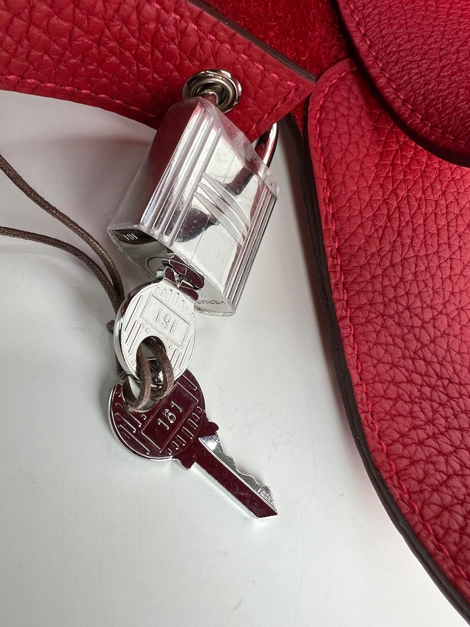 Hermes Taurillon Clemence Picotin Lock  31 TGM Rouge Casaque Tote 3