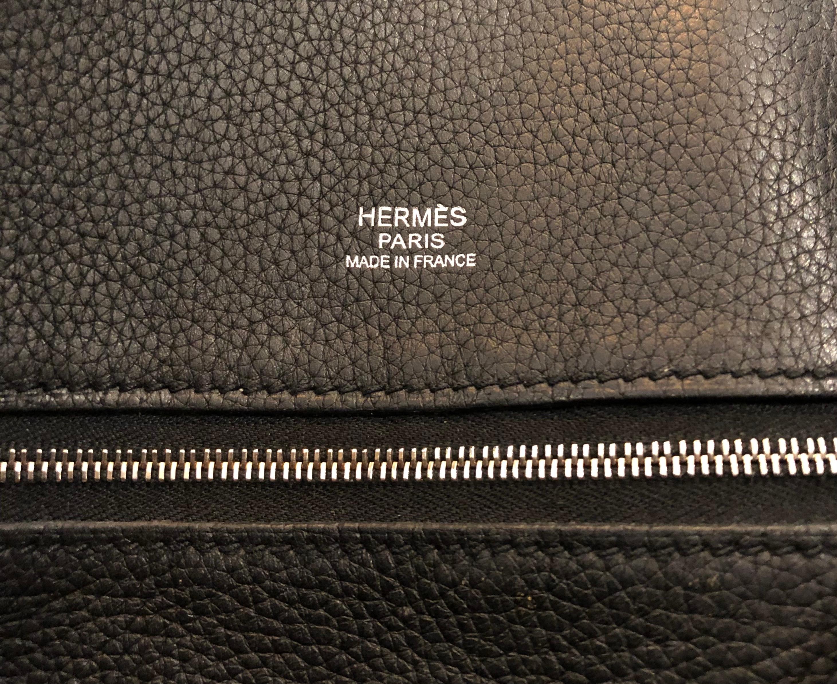 HERMES Taurillon Clemence Victoria II Cabas 35 Tote Bag Black 5