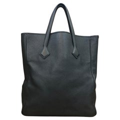 HERMES Taurillon Clemence Victoria II Cabas 35 Tote Bag Schwarz