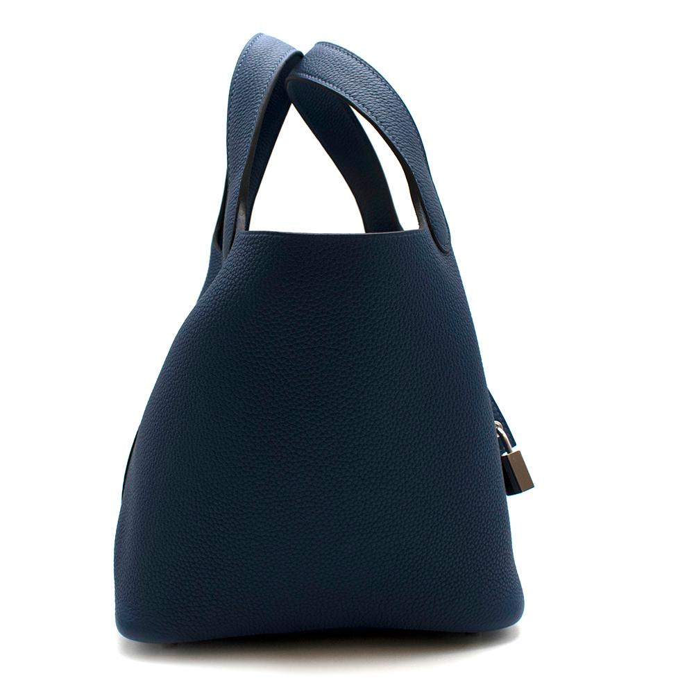 Hermes Taurillon Maurice Deep Blue Picotin Lock 18 PHW (Schwarz)