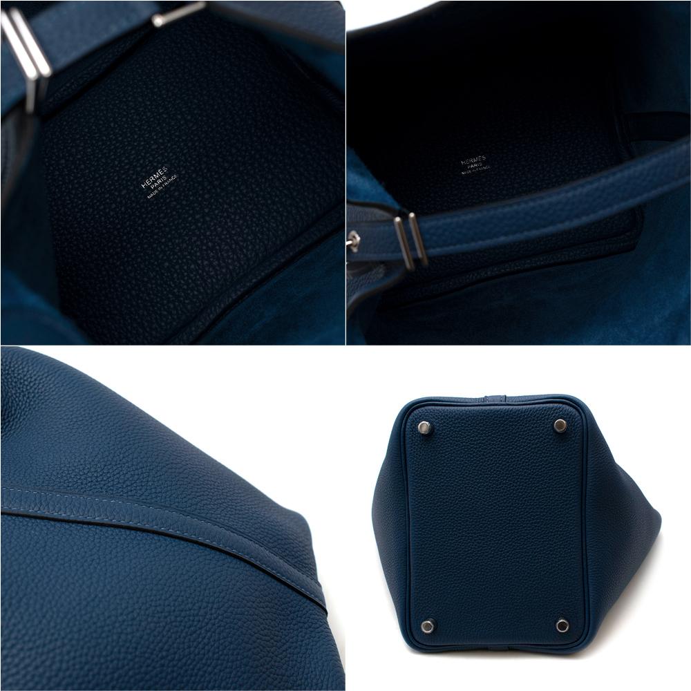 Hermes Taurillon Maurice Deep Blue Picotin Lock 18 PHW 1