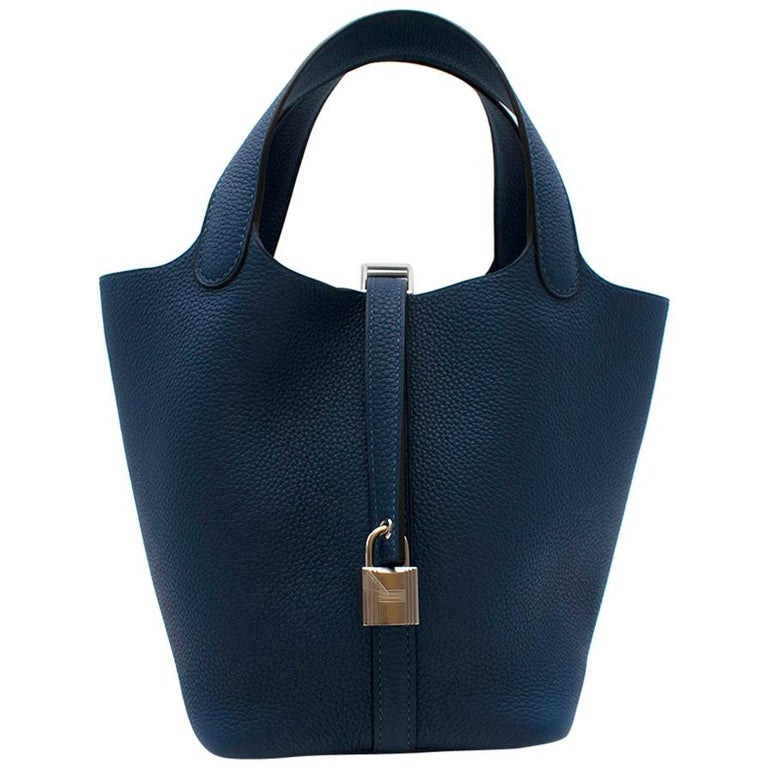 Hermès Picotin 18 Taurillon Clemence Deep Blue PHW - Kaialux