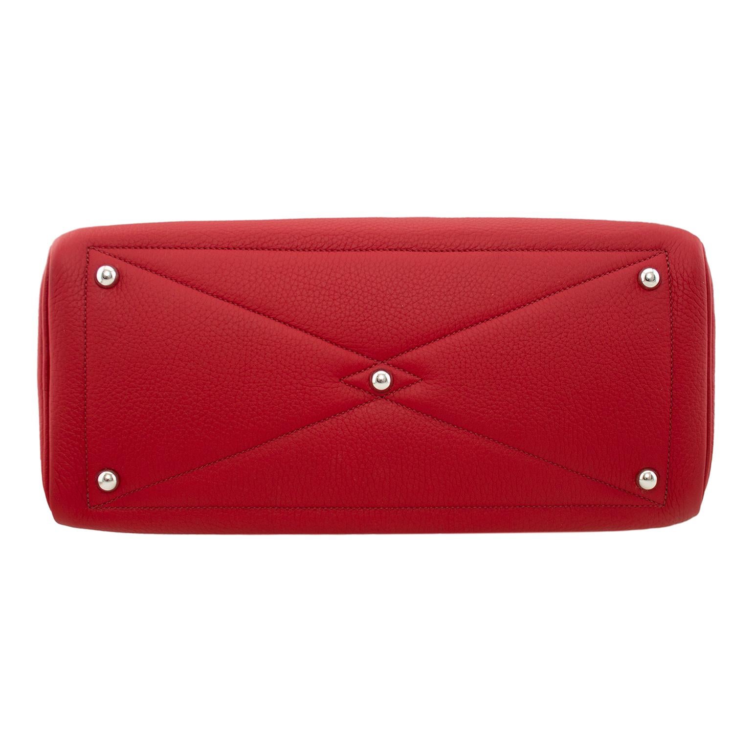 Hermes Taurillon Novillo Victoria II 35 in Rouge Garance In Good Condition In Toronto, Ontario
