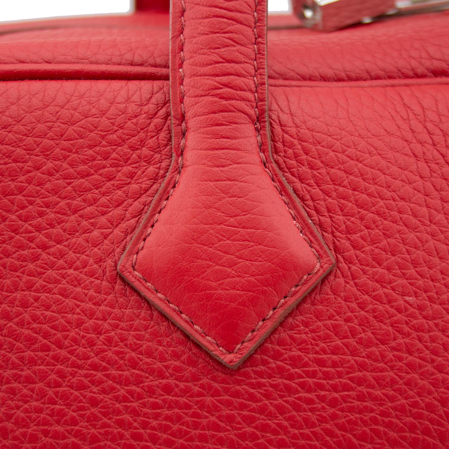 Women's Hermes Taurillon Novillo Victoria II 35 in Rouge Garance