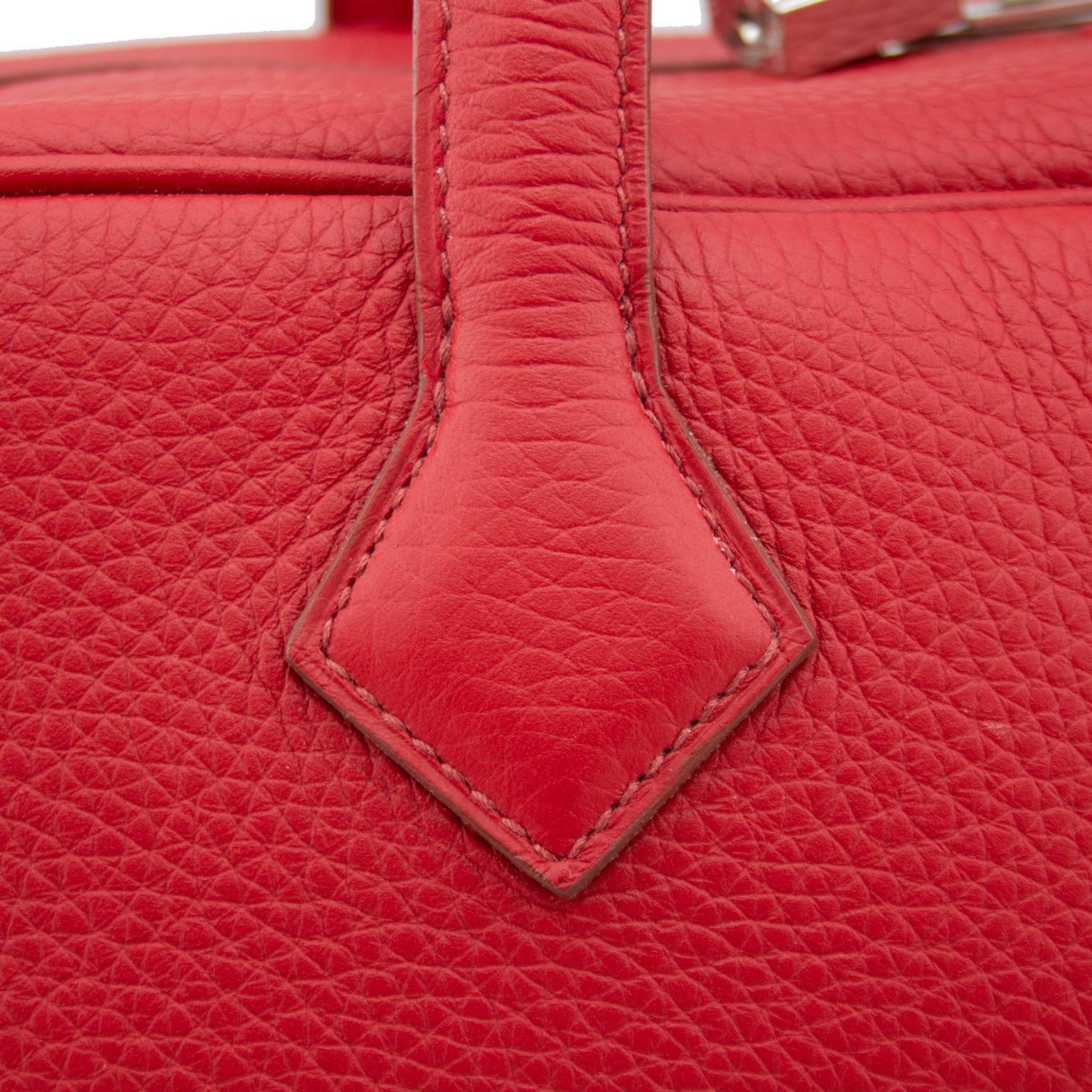 Women's Hermes Taurillon Novillo Victoria II 35 in Rouge Garance For Sale