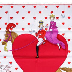 Hermes Tea Time Blanc / Farmboise / Rouge Vif Silk Scarf 70