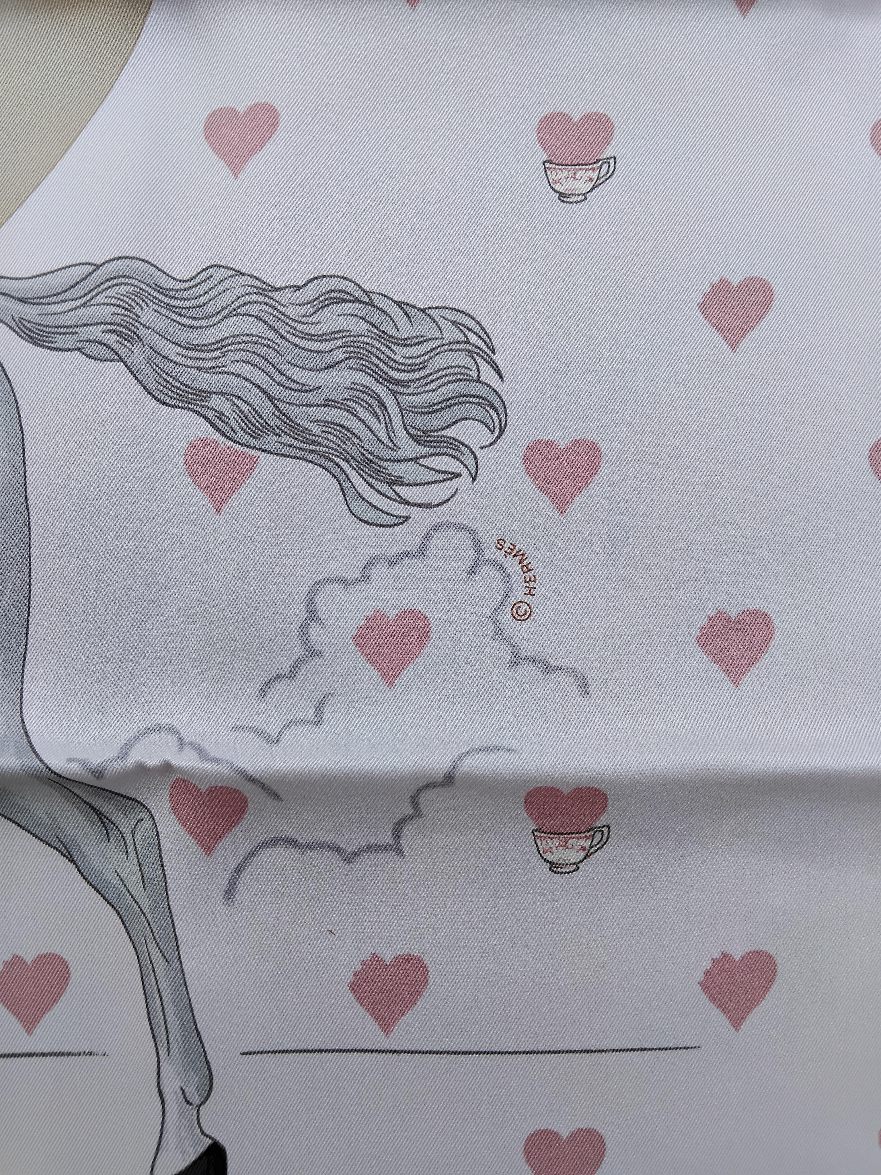 Women's Hermès Tea Time Silk Scarf Pink Beige Jonathan Burton 26' For Sale