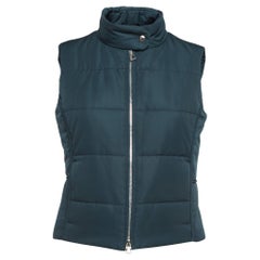 Hermès Teal Blue Synthetic Sleeveless Quilted Vest S