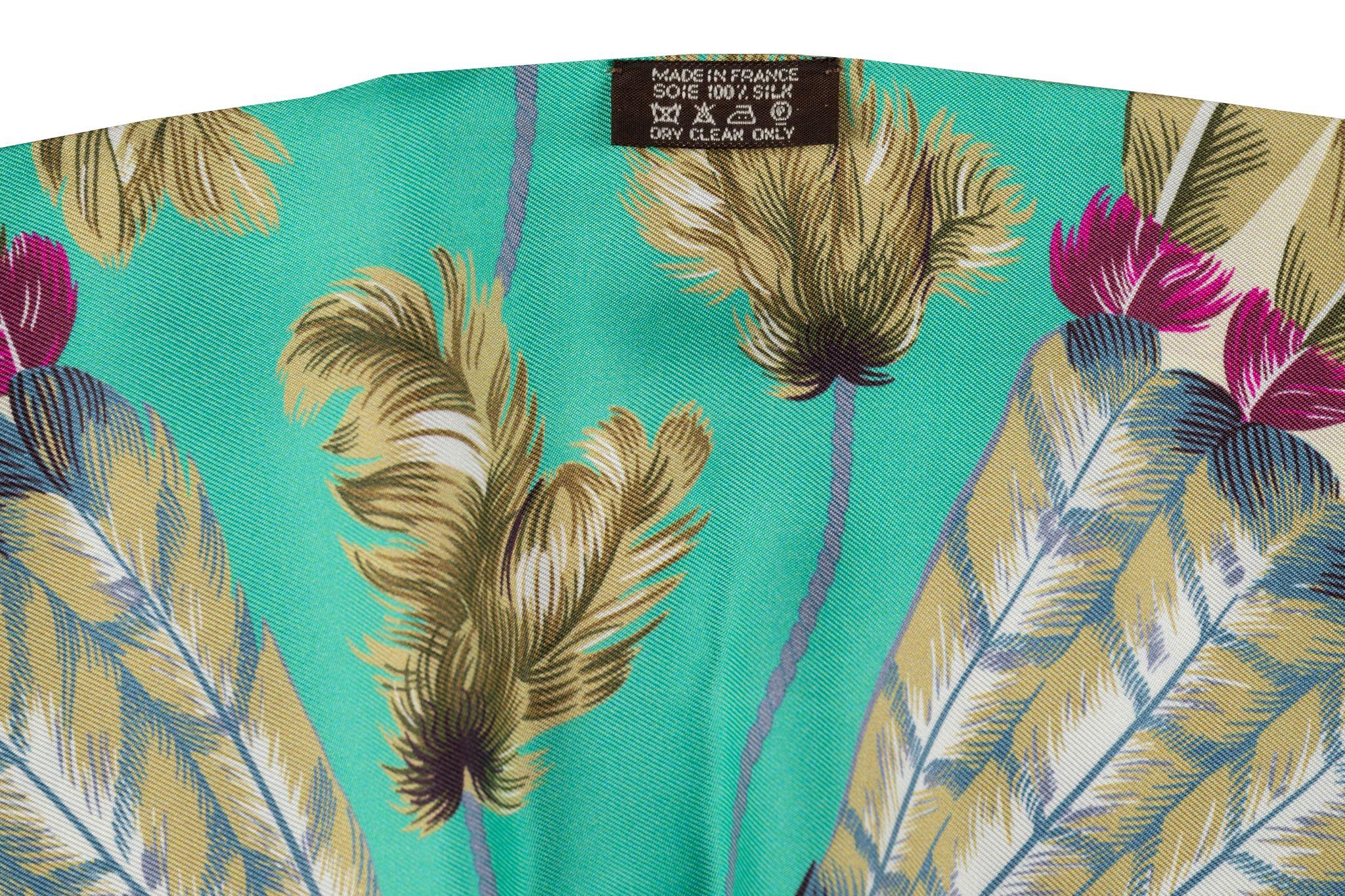 Hermès Teal Brazil Silk Maxi Twilly In Excellent Condition For Sale In West Hollywood, CA