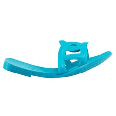 Hermès Teal Rubber Aloha Slide Sandals Size IT 37