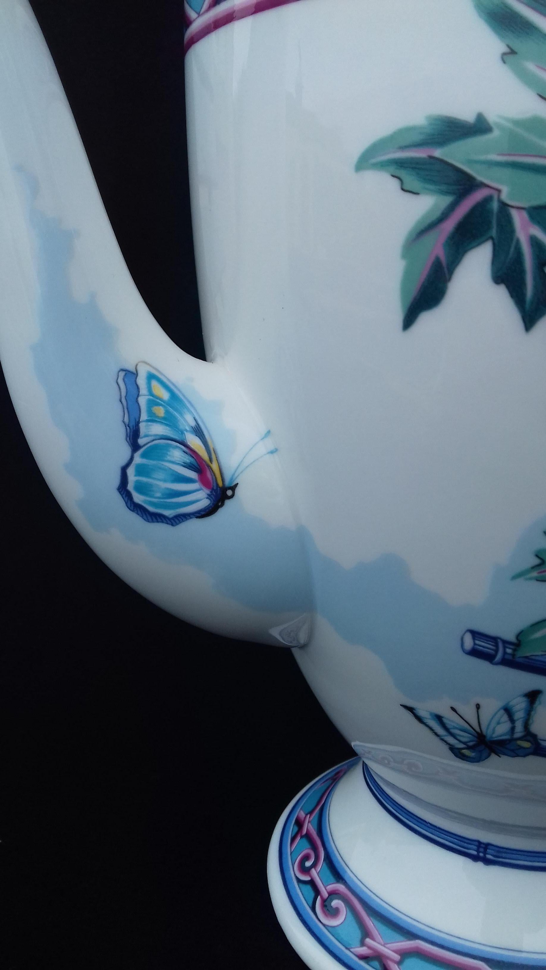 Hermès Teapot Tea Pot Porcelain Jardin des Papillons Butterflies Garden Rare 5